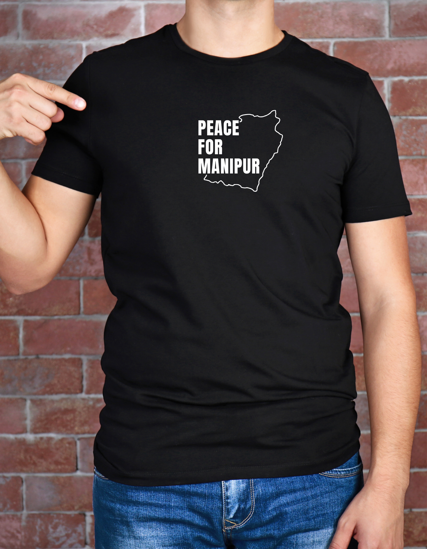 "Peace for Manipur" Short Sleeve Round Neck Tee (Unisex)